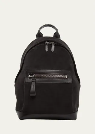 Tom Ford Mens Buckley Suede Leather-Trim Backpack