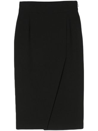 Moschino Cr&ecirc;pe midi-rok met split - Zwart
