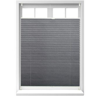 Relaxdays Tenda Plissettata a Rullo, Montaggio con Clip Adesive, per Interni, l x p: 90 x 130 cm, Grigia Traslucida - Relaxdays