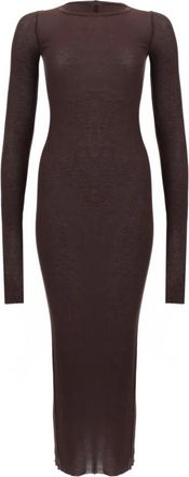 Rick Owens Ribbed Long Sleeve Maxi Dress - Dames - Kleedjes - Bruin - XS - Kleedjes
