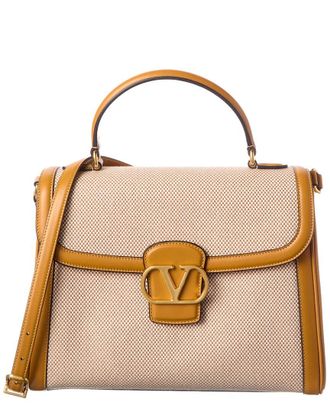 Valentino Vlogo Signature Canvas & Leather Satchel