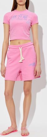 Versace Jeans Couture Sweatshorts With Printed Logo, Womens, Pink
