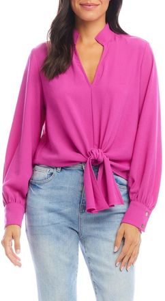 Karen Kane Tie Front Crepe Top in Berry at Nordstrom, Size X-Small