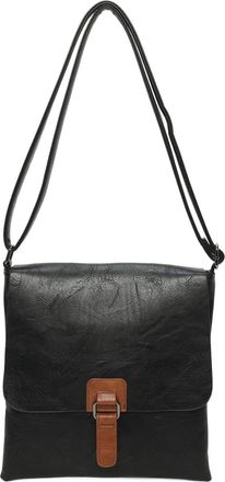 Generic Womens Vegan Leather Crossbody Bag, Satchel Bag, Flap Closure with Buckle (Black)