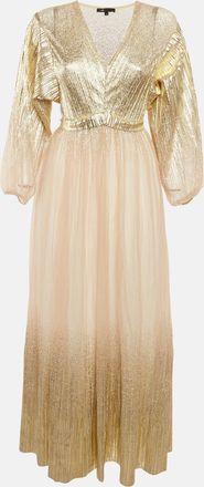 Maje Gold Tulle V-Neck Gown
