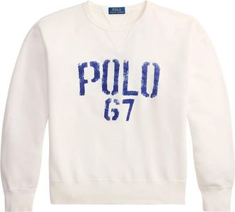 Ralph Lauren Vintage Fleece Sweater - Heren - Sweatshirts - Wit - L - Katoen - Hoodies & sweatvesten