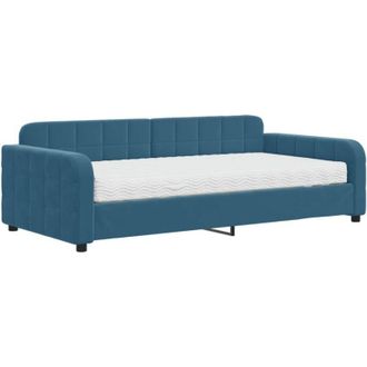 vidaXL Vidaxl - Sof&aacute; Cama Con Colch&oacute;n Terciopelo Azul 100x200 Cm