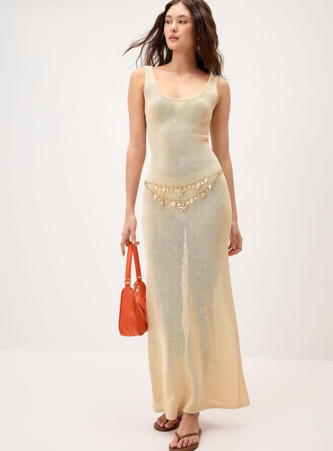 Womens Shimmering knit maxi dress