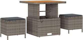 vidaXL Garden Dining Set 3 pcs Grey Poly rattan Vidaxl