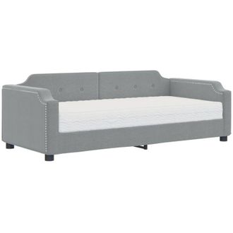 vidaXL Sof&aacute; Cama Con Colch&oacute;n Tela Gris Claro 90x190 Cm Vidaxl