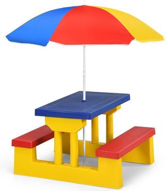 Costway Costway - Kids Picnic Table Set Indoor & Outdoor Colorful Picnic Table and Benches