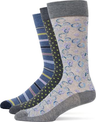 Lorenzo Uomo Assorted 3-Pack Crew Socks in Charcoal at Nordstrom Rack