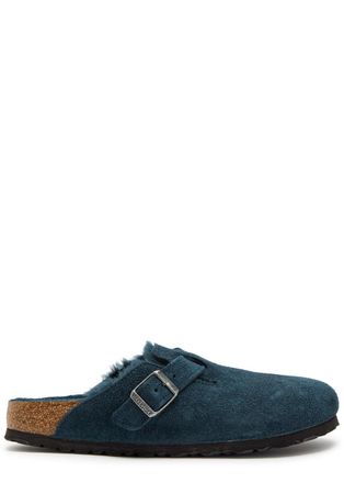 Birkenstock Boston Shearling-lined Suede Clogs - Navy - 36 (IT36/ UK3)