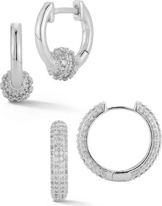 Glaze Jewelry Set of 2 Hoop Earrings in Silver at Nordstrom Rack