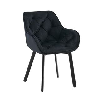 Clp Silla de comedor con reposapi&eacute;s en terciopelo negro