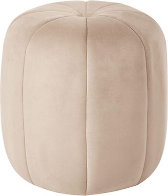 Beliani Puf Redondo Moderno De Terciopelo Glamuroso Sala De Estar Dormitorio Beige Selby