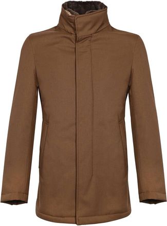 Herno Carcoat In Woolen Melange Twill