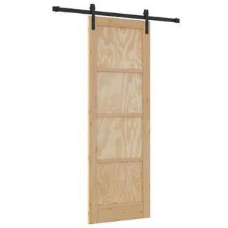 vidaXL Puerta Corredera Natural 73,5 X 211 Cm Madera De Pino Maciza Vidaxl