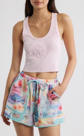 Kulani Kinis Flower Embossed Crop Tank in Pocket Pink at Nordstrom, Size X-Small
