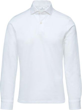 Emanuel Berg Jacquard Luxe Long Sleeve Polo in White at Nordstrom, Size Xx-Large