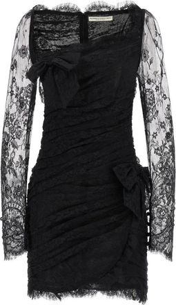 Alessandra Rich Gedrapeerde Jurk - Dames - Korte kleedjes - Zwart - XS - Kleedjes