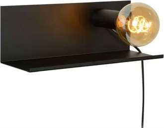 Lucide Aplique lámpara de pared de metal y magnético con enchufe negro 35c