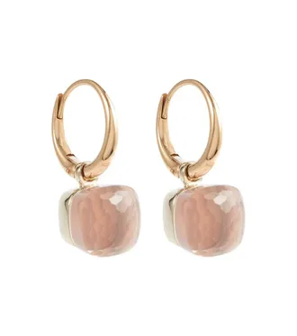 POMELLATO Nudo Petit 18kt rose and white gold earrings with rose quartz