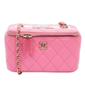 Chanel Pre-owned Vintage Quilted Crossbody Bag - Dames - Pre-owned - Roze - Maat: ONE Size Leer