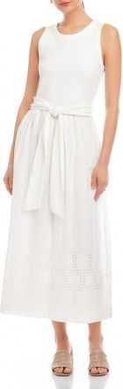 Fifteen Twenty Seline Stretch Cotton Blend Midi Dress in Off White at Nordstrom, Size X-Small