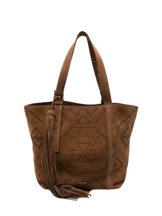 Golden Goose Geometric-Pattern Suede Tote Bag with Tassel Detail