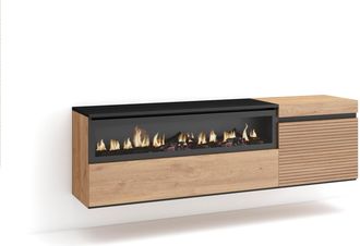 Skraut Home Skraut Home - Mueble Tv, Televisi&oacute;n, Muebles De Sal&oacute;n, Almacenaje, 150x45x35cm, Para Tv Hasta 65, Chimenea El&eacute;ctrica, Colgado, Suspendido, Estilo Mode