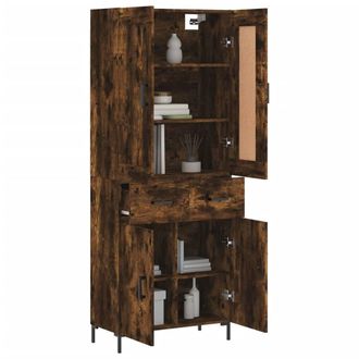 Berkfield Home Highboard Smoked Oak 69.5x34x180 cm Engineered Wood in Brown