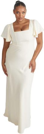 Six Stories Square Neck Crepe Bridesmaid Dress in Almond at Nordstrom, Size 10