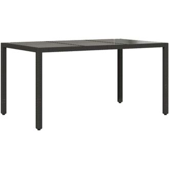 vidaXL Vidaxl - Mesa de jardín superficie de vidrio ratán pe negro 150x90x75 cm
