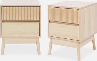 Sweeek Mesita De Noche De 2 Cajones Con Efecto Madera, Set De 2