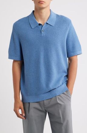 Theory Soris Knit Polo in Blue Lake Melange at Nordstrom, Size Xx-Large