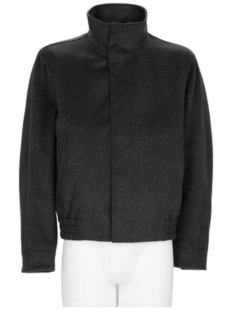 Lardini Dark Charcoal Bomber Jacket With High Stand Collar