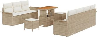 vidaXL Vidaxl - Garden Sofa Set Height-Adjustable 10 pcs Beige Poly Rattan