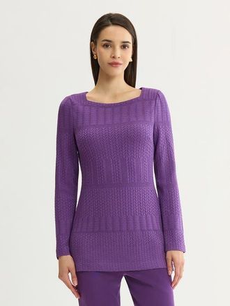 Misook Tonal Multi Stitch Soft Knit Tunic in Fresh Purple at Nordstrom, Size Xx-Large