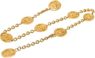 Chanel Pre-owned Chain Belt met Medallions - Dames - Vintage Accessoires - Geel - ONE Size - Vintage