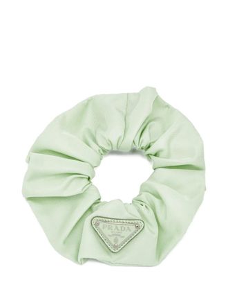 Prada logo-plaque scrunchie - Green