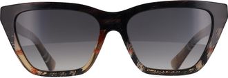 Burberry Cat Eye Womens Check Sand Grey Gradient Polarized BE4468 - Brown - One Size