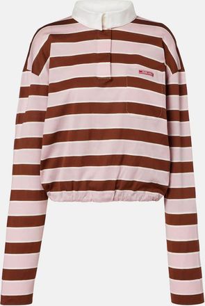 Prada Striped cropped cotton jersey polo shirt