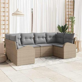 vidaXL Conjunto De Sof&aacute; De Jard&iacute;n Con Coj&iacute;n 6 Pcs Beige Polirat&aacute;n Vidaxl