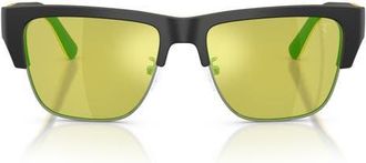 Ferrari 55mm Square Sunglasses in Black Matte Yellow Black at Nordstrom