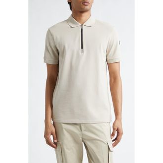 Moncler Cotton Pique Zip Polo in Agate Gray at Nordstrom, Size Xx-Large