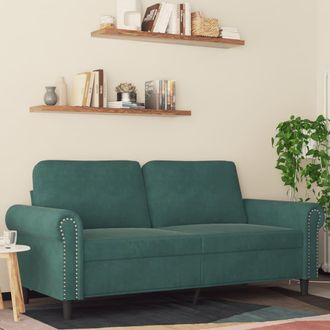 vidaXL Vidaxl - Sof&aacute; De 2 Plazas De Terciopelo Verde Oscuro 140 Cm