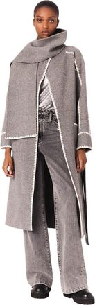 Maje Long double-faced coat in Grey/white at Nordstrom, Size 36 Eu