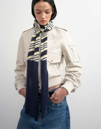 Topshop x Talia Byre sciarpa in lana merino a righe bianche-Multicolore