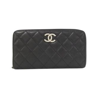 Chanel Pre-owned Long wallet (bi-fold) - Dames - Pre-owned - Zwart - Maat: ONE Size Leer